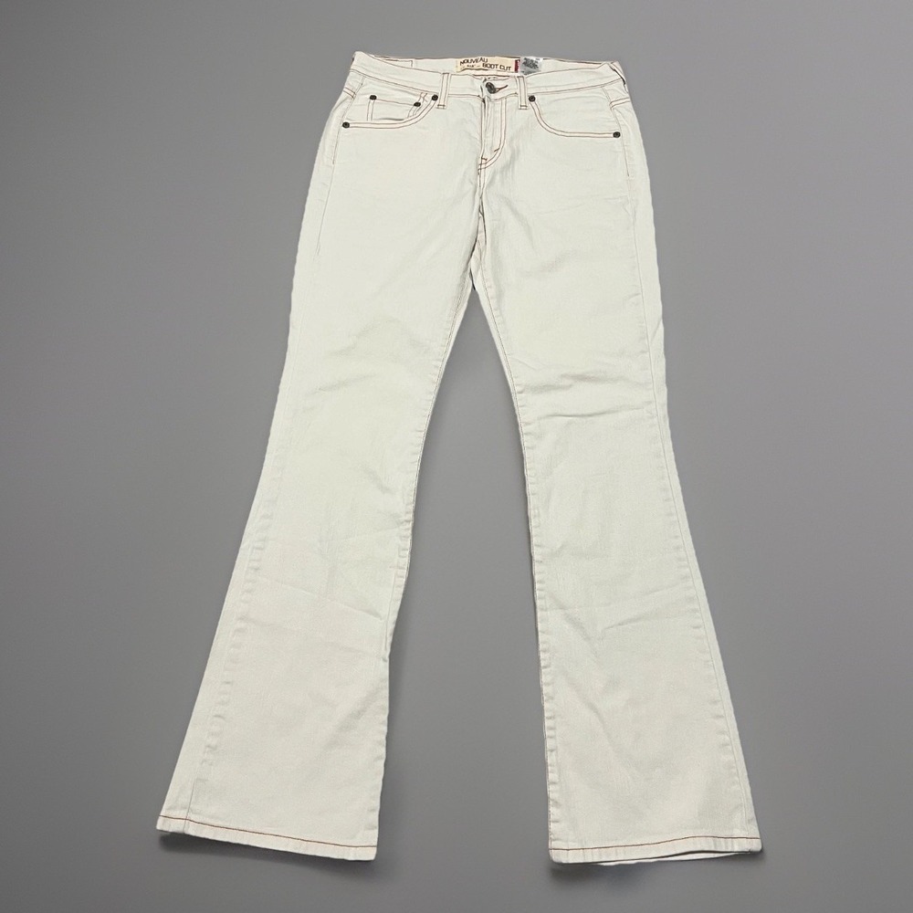 Y2K Levis 515 Nouveau Womens White Denim Stretch Bootcut Western Jeans 31x31